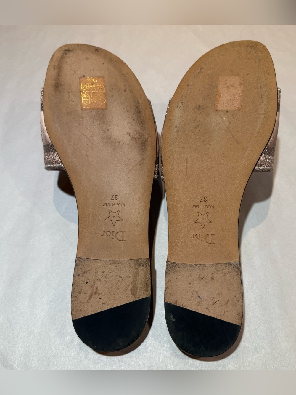 CHRISTIAN DIOR Lurex Embroidered Nude /Pink Sandal Slide Size 37 - Picture 6 of 10